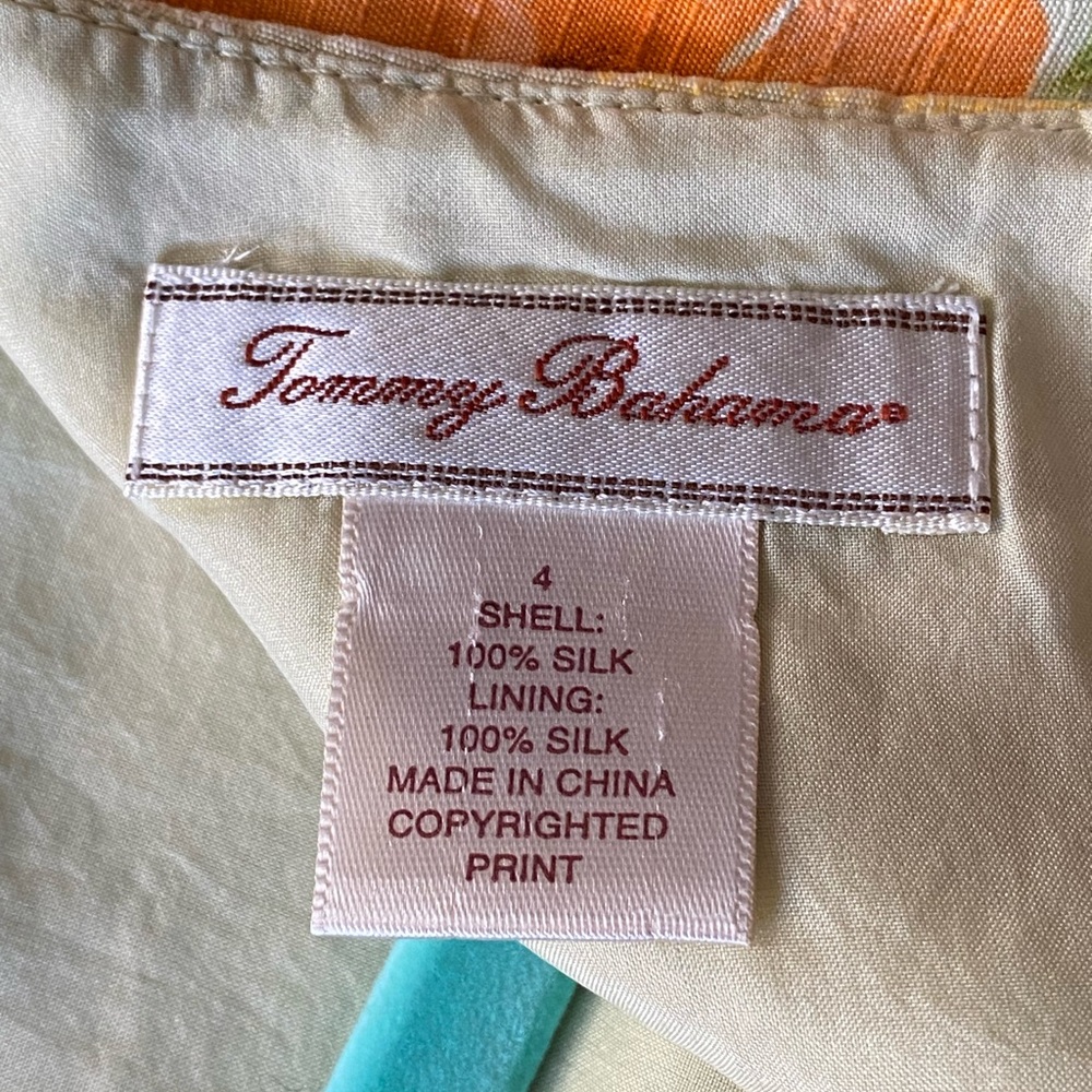 NWOT Tommy Bahama 100% silk sheath midi dress,orange/yellow hibiscus pattern,4 - Picture 8 of 14